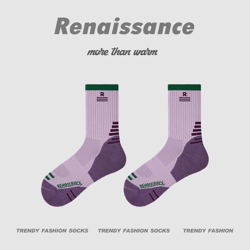 Renaissance Women's Anti-slip Purple Sports Socks - Sweat-absorbing & Breathable for Running, Jump Rope