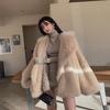 New winter imitation fox fur jacket, suit collar medium and long women's fashion loose suit collar coat