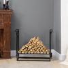 Firewood Rack with Fireplace Tool Set, Firewood Shelf, Firewood Storage, Fireplace Tools, Steel Black 75 x 30 x 60 cm
