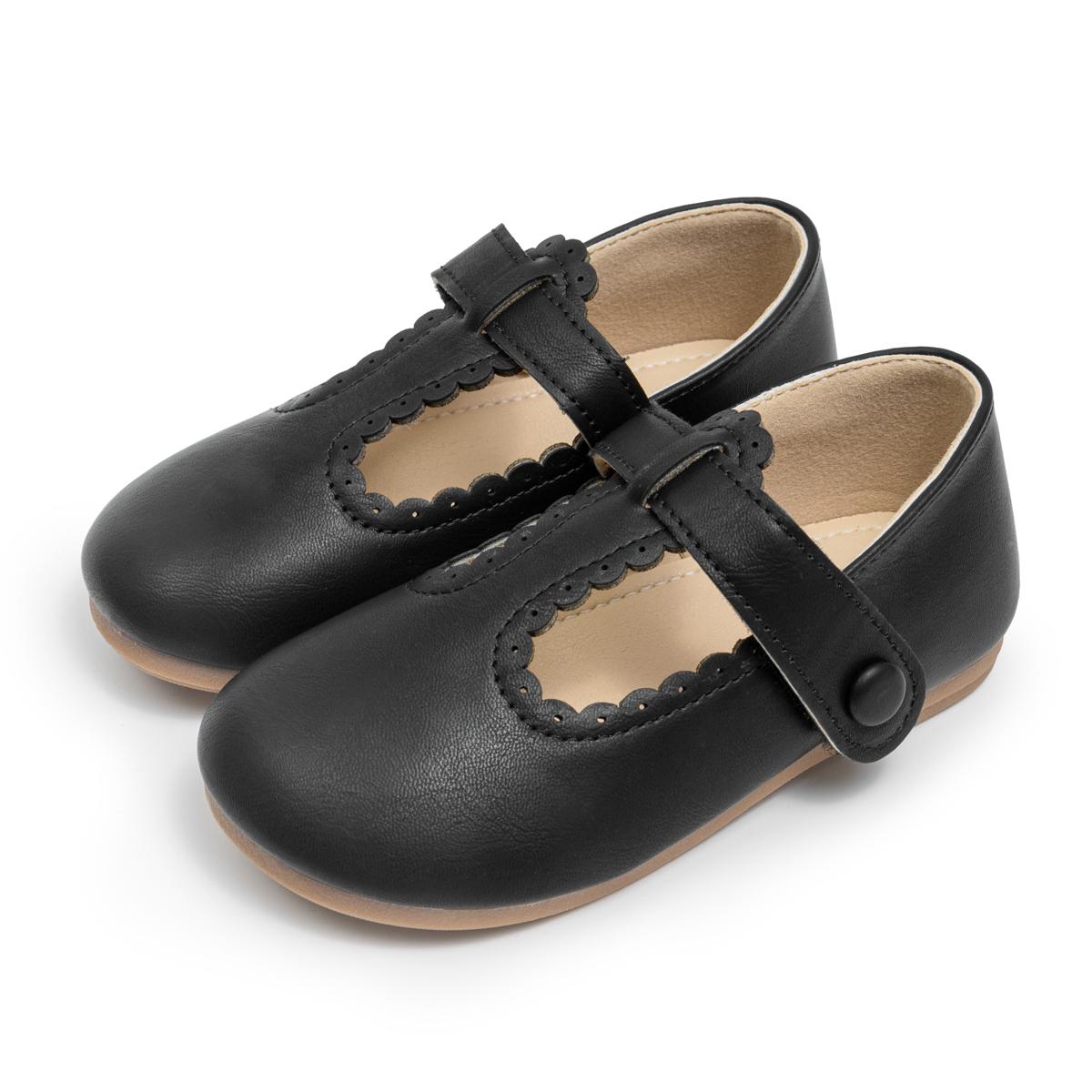 

Girls Scalloped Edge Mary Jane Flats Toddler Little Kid Velcro Soft Sole Retro Princess Dress Casual Shoes 24