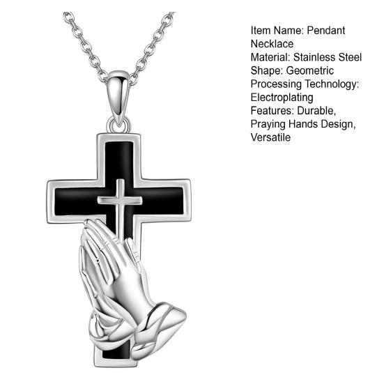 Stainless Steel Pendant Shape Openable Wear-Resistant Commemorative Necklace Praying Hands Design Necklace Pet