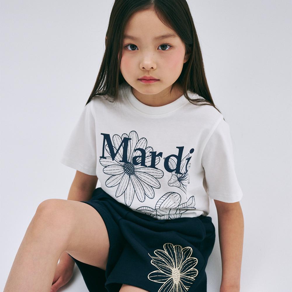 [mardimercredi] KIDS SWEAT SHORTS FLOWER_NAVY CREAM