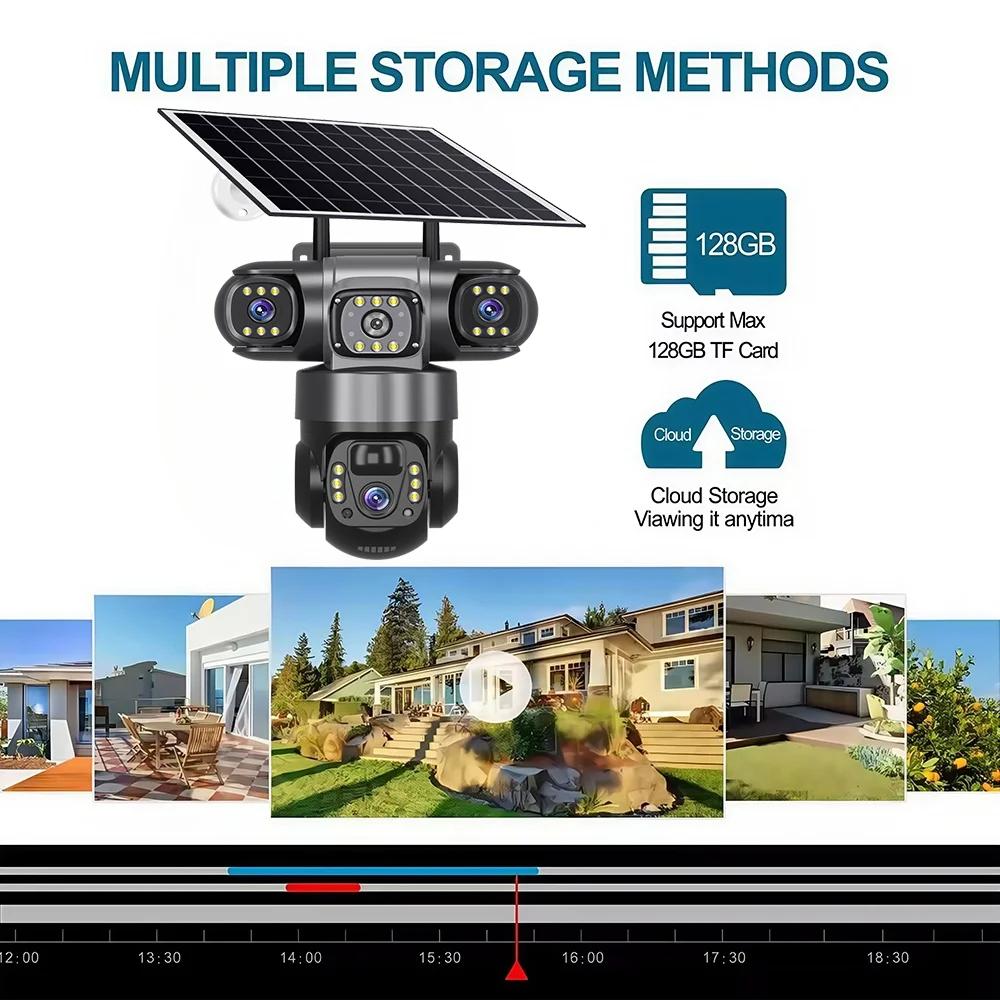 LS VISION V380 Solar 4G Camera Outdoor 12MP 6K Triple Lenses Triple Screens Security Video Monitor Night Vision Waterproof CCTV Cameras