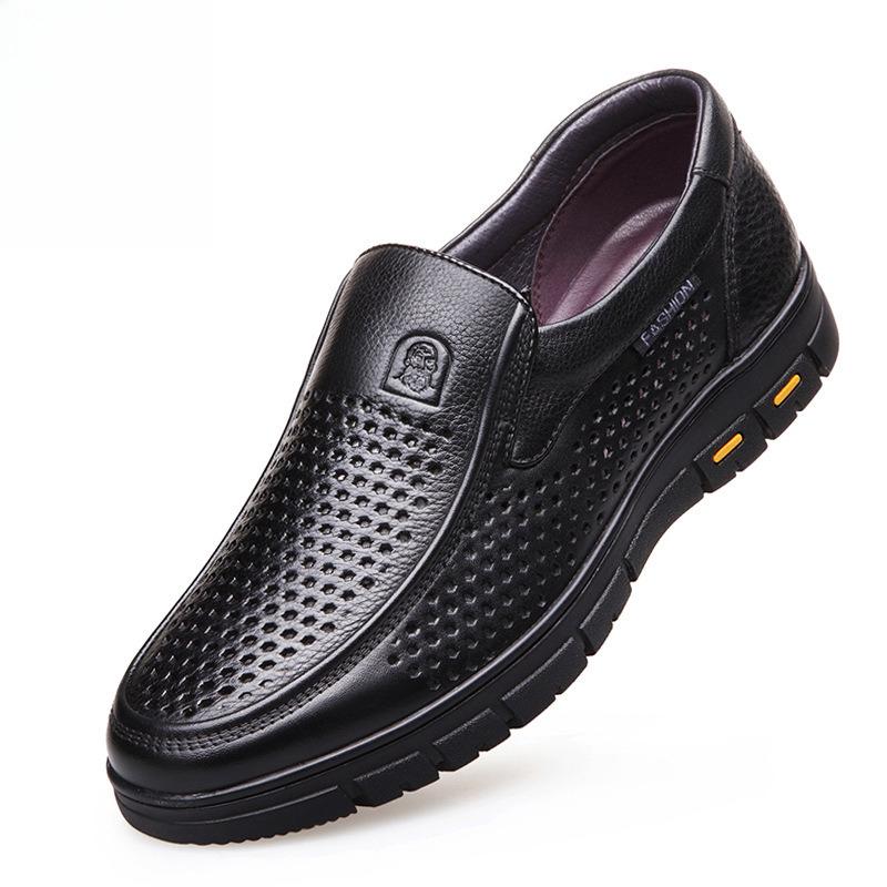 Old Man's Head Spring and Autumn Large Leather Shoes Large Casual Soft Soled Men's Shoes Men's Business Dad Daily Leather Shoes