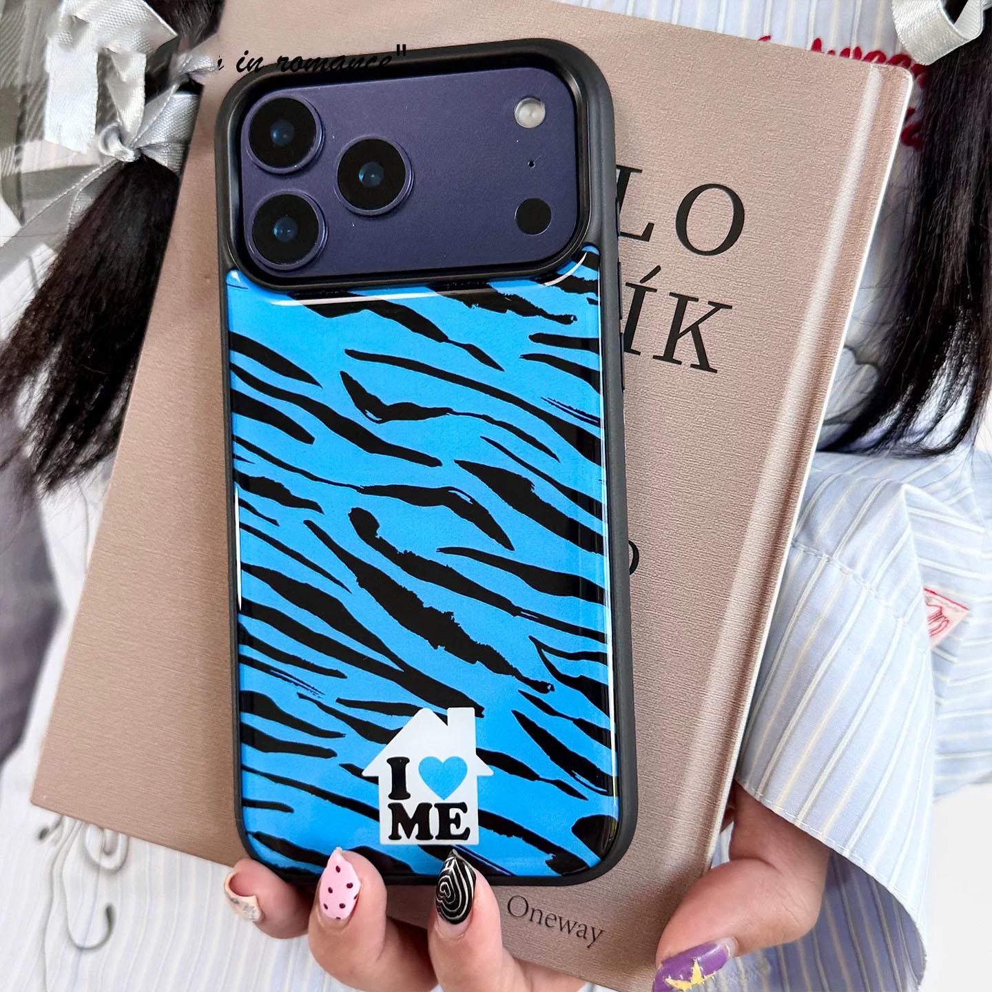 

Ins Colorful Zebra Stripe Minimalist Drop Glue Phone Case for iPhone 17 AIR 16 15 14 13 12 11 PRO MAX PLUS Y2K Shockproof Cover iPhone 15 Pro Max синий