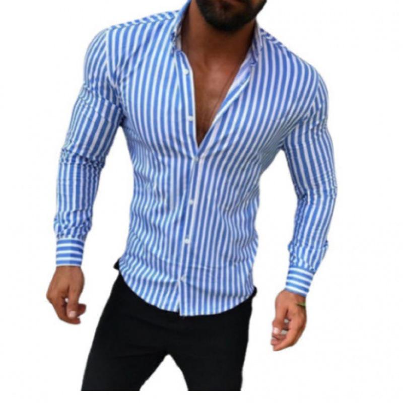 2026 Men's Slim Fit Striped Long Sleeve Shirt - Youth Fashion Business Casual