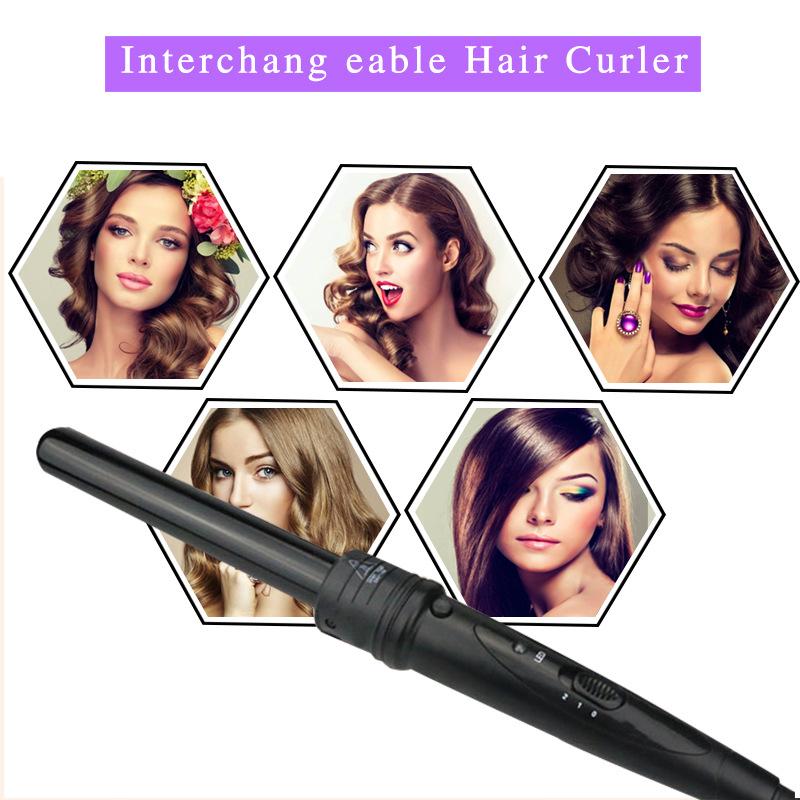 Multi-function LED 6-in-1 Curling Iron Egg Curling Iron 6pcs Replaceable Curling Tube Ceramic Gourd Tubes Hair Curler Ceramic Hair Rollers Set