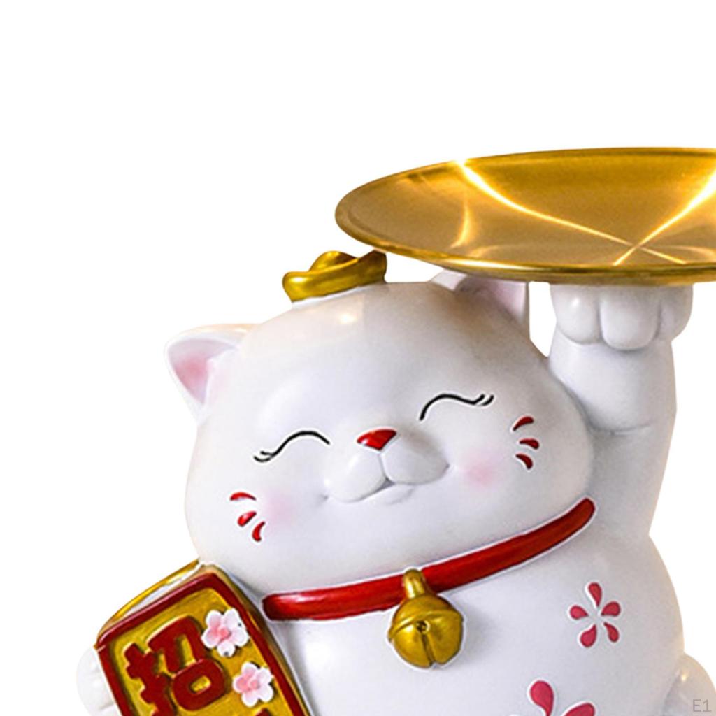 Cat Statue Jewelry Trinket Tray Ornament Home Decoration Sundries Container Key Storage