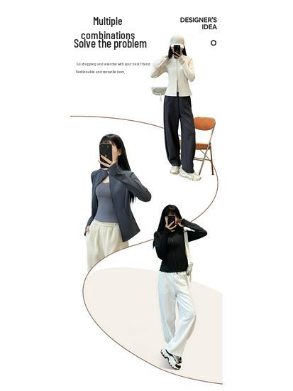 2026 Women's Yoga Jacket: New Style, Plus Velvet, Thick Warm, Long Sleeve, Stand Collar, Sport & Outdoor Fitness Top