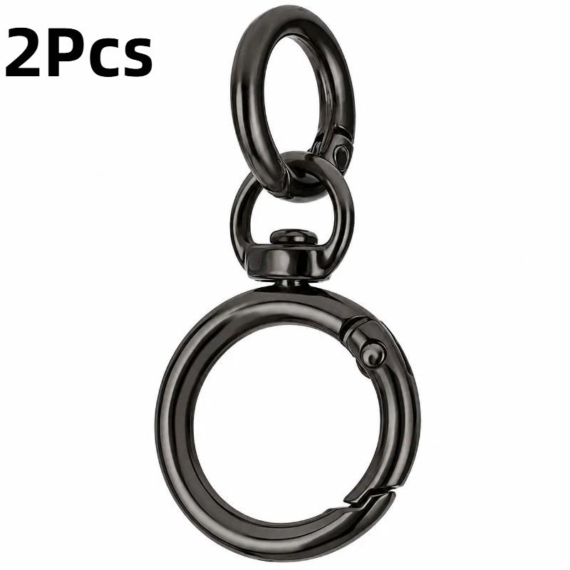 2/5/10 Pièces Mousqueton à Ressort Rond Anneaux en O Crochet à Déclencheur Pivotant Fermoirs Métalliques Porte-clés Pour Sacs à Main Lanières Artisanat DIY 10Pcs noir