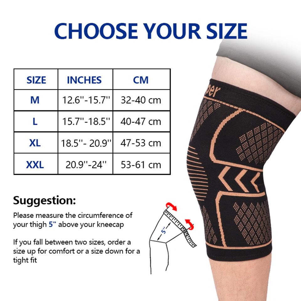 1PCS Copper Knee Support Pad Braces for Arthritis Joint Pain Relief Compression Knee Sleeve for Sports Fitness Workout Running