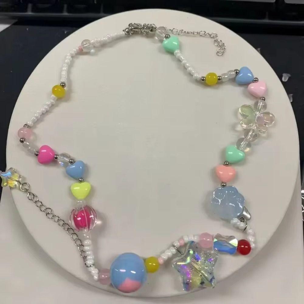 Beads Collar Bone Chain Dopaminergic Wind Clavicle Chain Cartoon Jewelry Pendant Necklace  Women