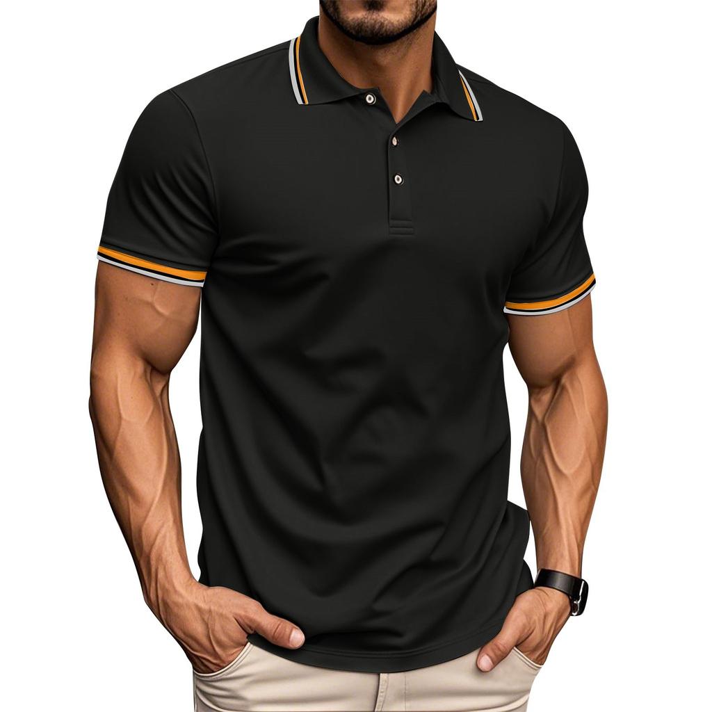 Men's American Net Lapel Golf Short Sleeve T-shirt Quick Drying  Shirt