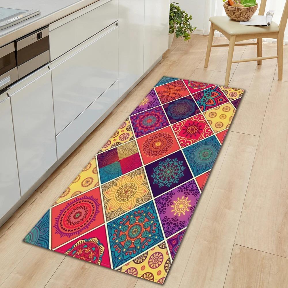 Bohemian Retro Mandala Pattern Home Kitchen Floor Mat Door Front Decoration Floor Mat