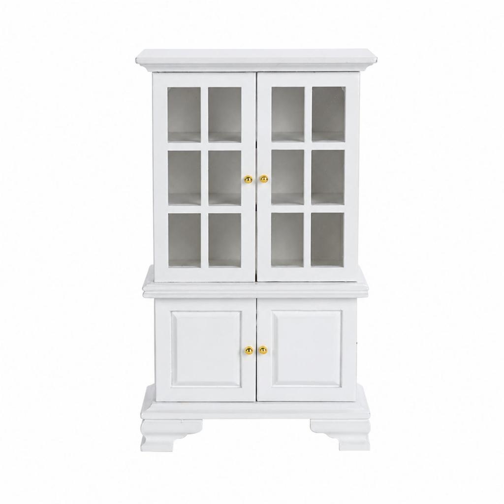 Miniature Furniture Detailed 1:12 Scale Wooden Dollhouse Display Cabinet Decorative for Pretend Play