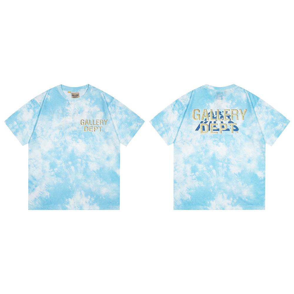 Summer Men s and Women s Oversized Gallery Dept Yellow Brown Tie-Dye T-Shirt Streetwear S