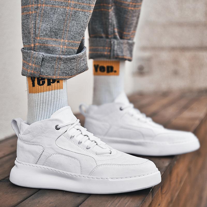 Модные кроссовки Мужская обувь Белые кроссовки Легкие мужские повседневные туфли Кожаные — фото 6