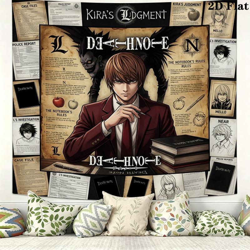 Death Note Wall Tapestry Aesthetic Wall Hanging Printed Fabric Blanket Decorative Tapestries For Bedroom Living Room Home Decor
