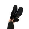 Korean Version Suede Square Head Double Row One-button Thick Heel Light Mouth Single Shoes Women's 2025 Spring and Autumn New Mary Jane Shoes Women