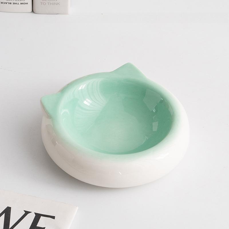 Cute Cat Ear Ceramic Pet Bowl Colorful Cat Dog Food Water Bowl Anti Spill Non Slip Feeding Dish Kitten Puppy Tableware Durable