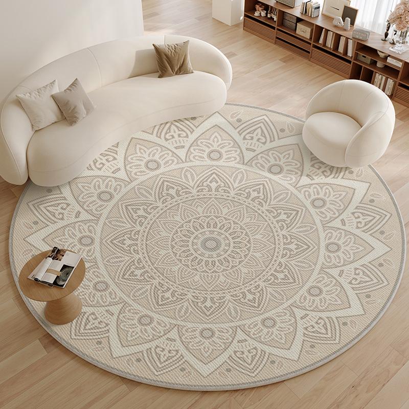 Minimalist Living Room Decoration Round Carpet Large Area Anti-slip Lounge Rug French Style Rugs for Bedroom Thick Washable Mat