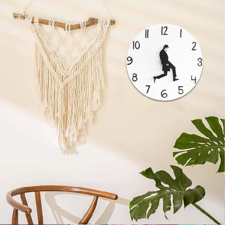Novelty Comedian Wall Watch Funny Walking Silents Mutes Clocks for Home Living Room Bedroom Decoration