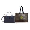 Tory Burch Ella Double T Logo Cutout Patch Solid Simple Nylon Tote Bag Shopping Bag Shoulder Crossbody Handbag Mini Women Tote Navy-Blue 146437-405
