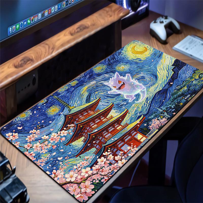 Mouse Pad Pokemon Gengar Sakura Pagoda Anime Gaming Accessories Keyboard Desk Mat Gabinete Gamer Rug Carpet Mousepad Mouse Mats