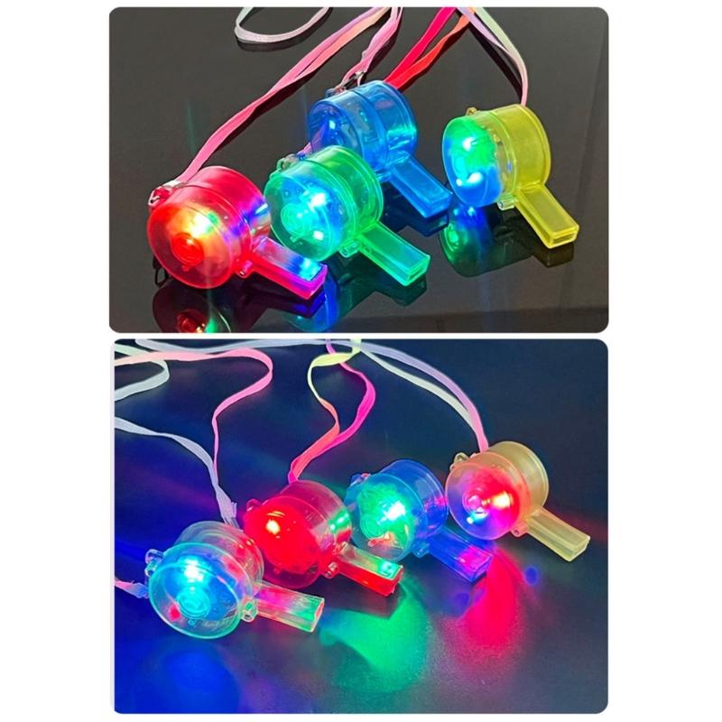Vibranted LED Light Up Whistles 6 Pack Plastic Cheering Tools for Night Event Festival Celebration
