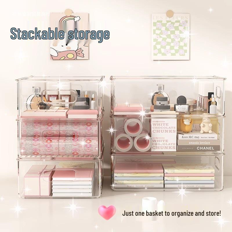 Acryl Transparenter Schreibtisch-Organizer: Rechteckige Aufbewahrungsbox für Schreibwaren und Bücher