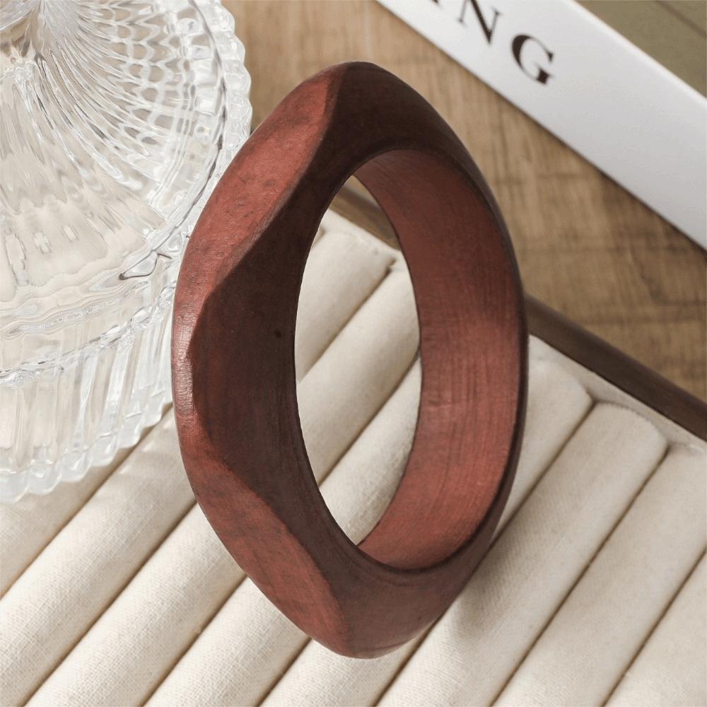 Round Wooden Bangles Ethnic Style Women Bangles Vintage Square Bracelets  Gifts