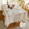 Wear Resistant Anti Slip Dining Table Decoration All Season Universal Plant Embroidery Table Cloth Cotton Linen Simple Dust Pads