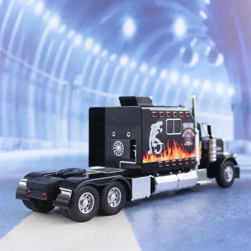 AAZZ1 1:24 PETERBILT 389 Heavy Truck Tractor Toy Model Alloy Diecast Sound Light Pull Back Model Truck Boys Toy Gifts Collection