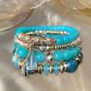 Adjustable Beaded Bracelet Bohemian Style Multi-layered Bracelet Set with Faux Pendants for Women Stackable Jewelry Set for Her
