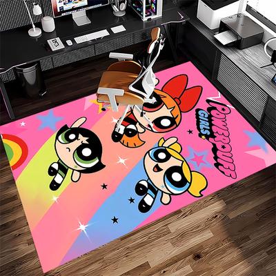 1pc The Powerpuff Girls1 Print Area Rug - Soft, Washable Non-Slip Indoor Mat for Office Chairs, Living Room, Home Office Decorative Rug