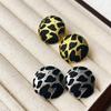French Leopard Print Enamel Stud Earrings - High-End Autumn/Winter Luxury Design for Women