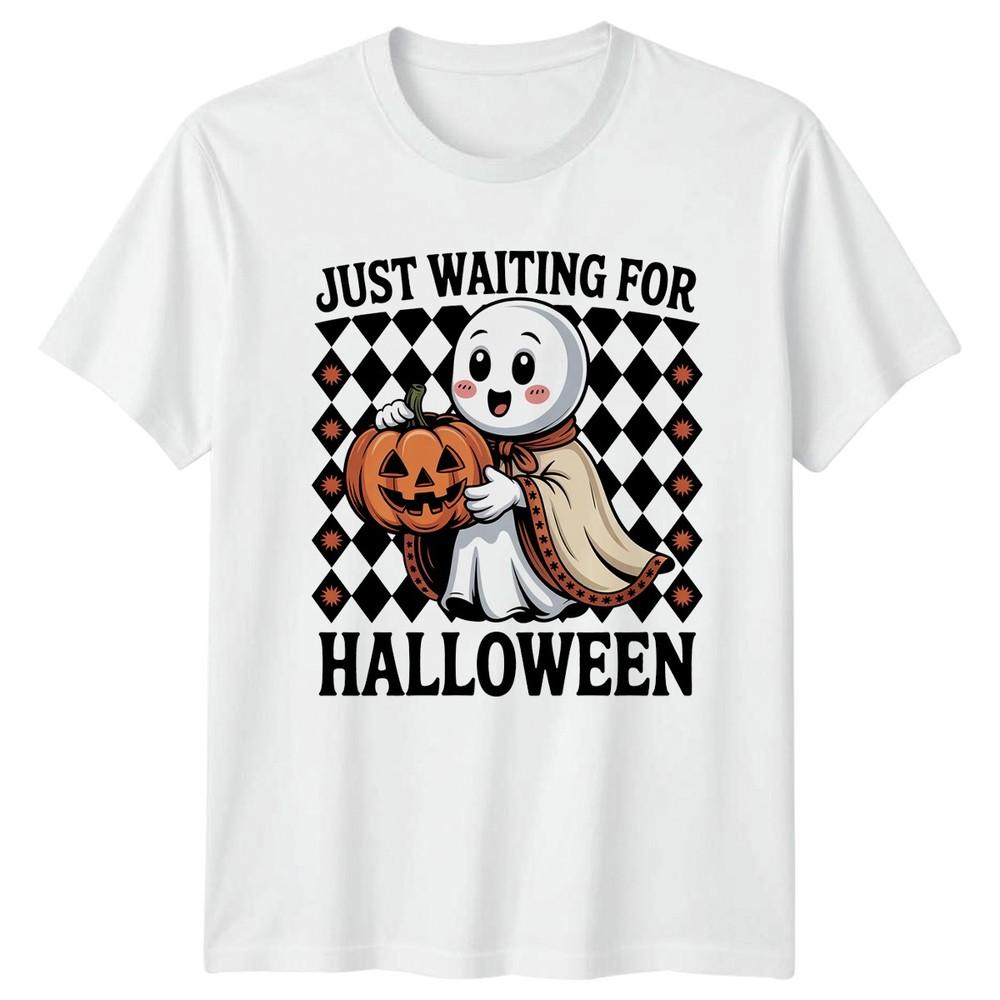 Just Waiting For Halloween TShirt Spooky Ghost Halloween Gift For Him And Her S