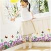 AY756AB Purple Fence Flowers, Baseboard DIY Decorative Stickers, Third Generation Removable Wall