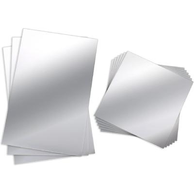 BBTO 9 Pieces Adhesive Craft Mirrors 6 X 9 Inches, 6 X 6 Inches Acrylic Mirror Tiles Small Rectangular Stick On Flexible Self Adhesive Non Glass