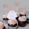 8pcs Rose Gold Bride Glitter Diamond Cupcake Topper Wedding Bridal Shower Cake DIY Decoration Bachelorette Hen Party Supplies