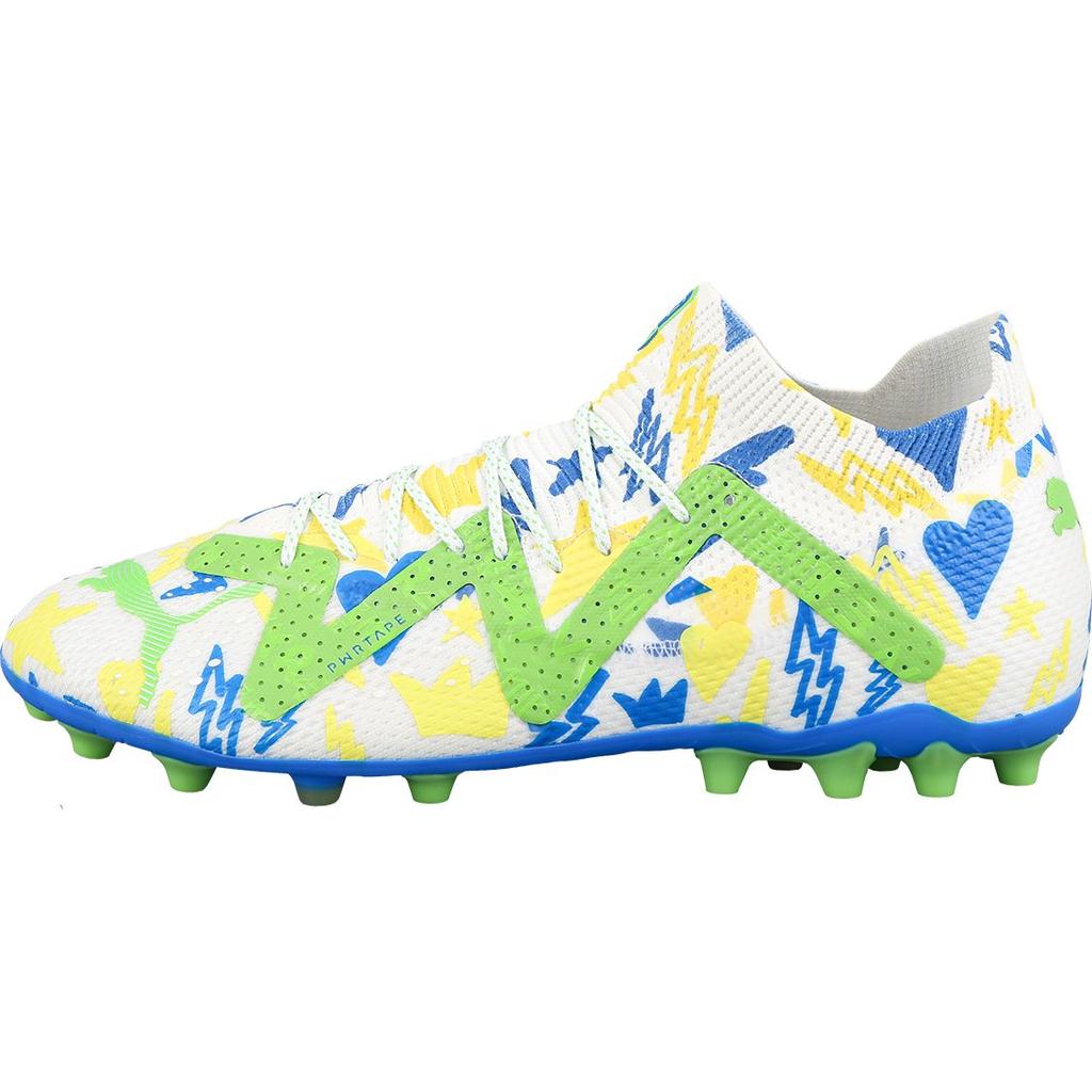 Puma Future Ultimate Njr Round Toe Comfortable Mg (Rubber Short Studs) Durable Breathable Soccer Shoes Men Soccer Shoes White Yellow Green 107616-01