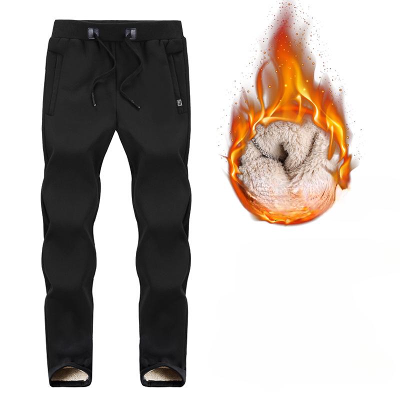 Winter Sports Pants for Men's Small Feet Plus Velvet Thickened Lamb Velvet Pants Warm Trousers Slim Feet Men's Casual Pants