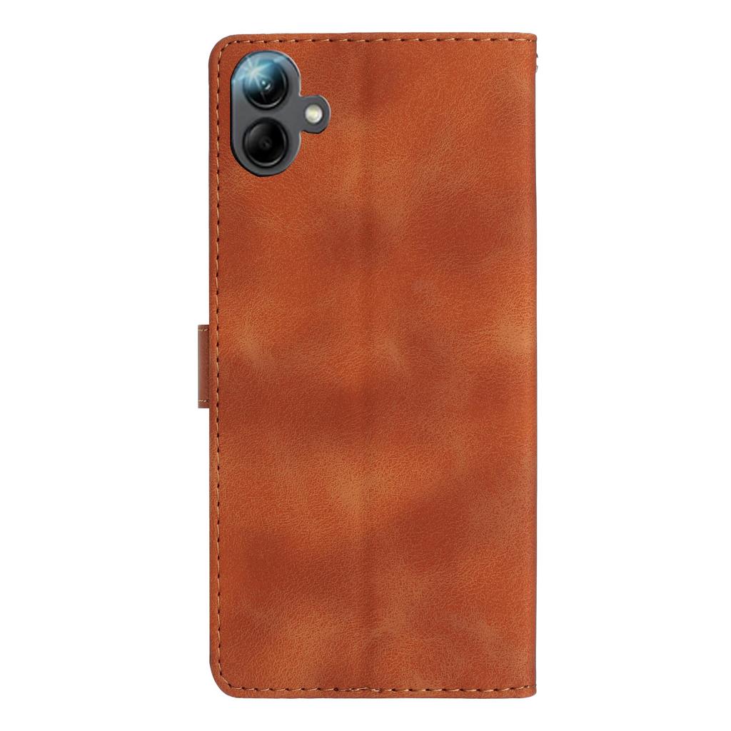 For Samsung Galaxy A06 4G Case Leather Imprinted Flower Phone Cover Wallet with Wrist Strap
