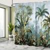 Konstväxt Duschdraperi - Tropisk Botanisk Design, Livfull Grön, Polyesterblandning, Lätt Rengöring, Familjebadrumsdekor