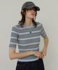 CITYBREEZE Striped Round Neck Short Sleeve Knit_Blue