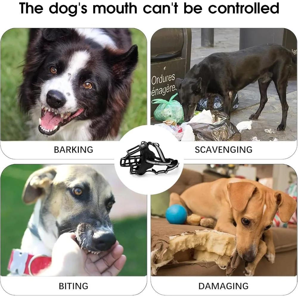 Anti-Bell-Maulkorb für Haustiere Reflektiert Licht Hundemaulschutz Abdeckung Bequemer Atmungsaktiver Korbmaulkorb Gegen Beißen Bellen Hundemaske