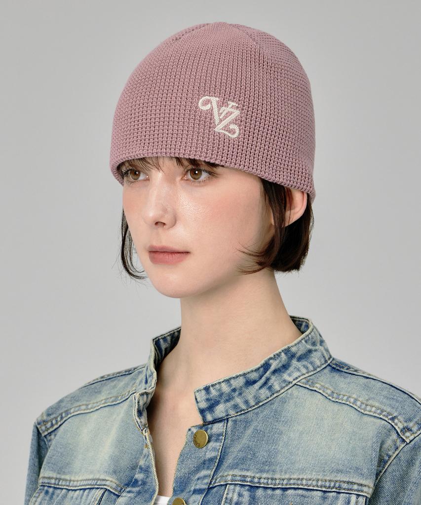 Bajal Leaf Vz Logo Waffle Beanie Indie Pink