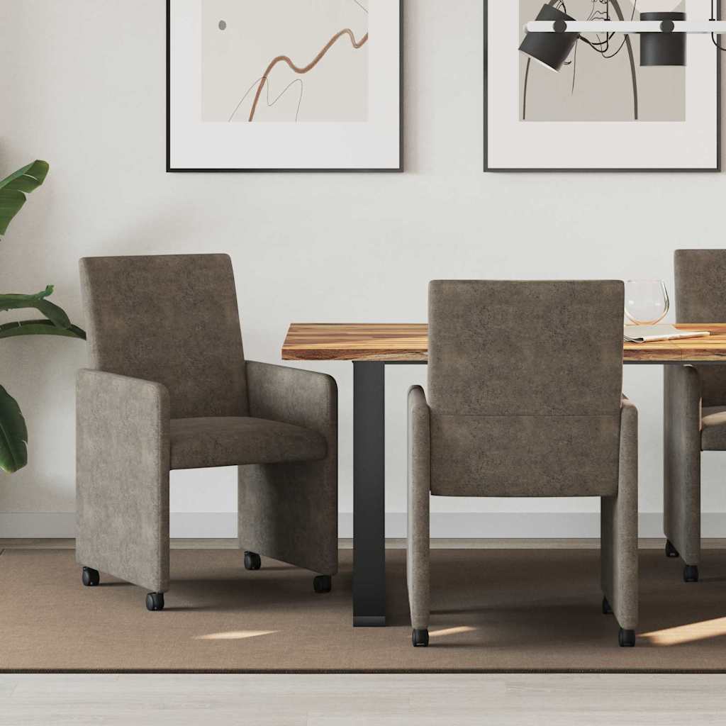 Dining Room Chairs with Casters 2 pcs Dark Grey 57 x 66 x 94 cm