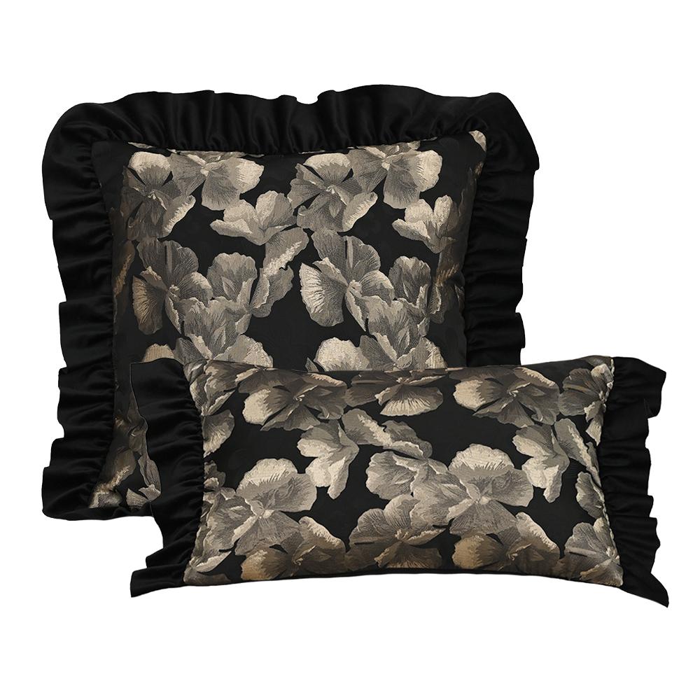 ACHETER MAINTENANT Housse de coussin imprimée jacquard chanvre coloré velours hollandais noir Housse de coussin de canapé style pastoral vintage Décoration de maison chambre à coucher 45x45cm