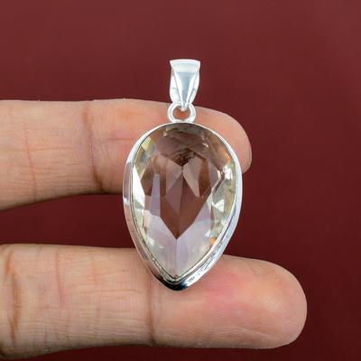 Ciondolo in morganite sfaccettata ciondolo in argento sterling 925 gioielli con pietre preziose di altissima qualità ciondolo boho fatto a mano ciondolo dallo stile unico regali per la mamma